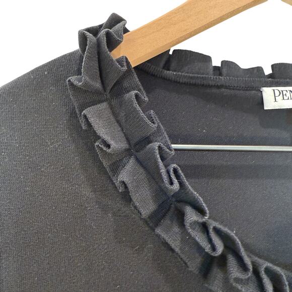 Vintage Pendleton Silk Top Petite Small Black Ruffled Collar - Picture 6 of 12